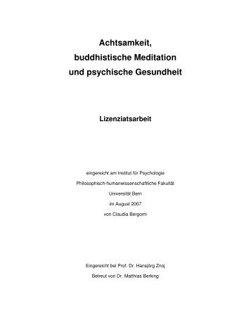 Achtsamkeit, buddhistische Meditation und psychische Gesundheit