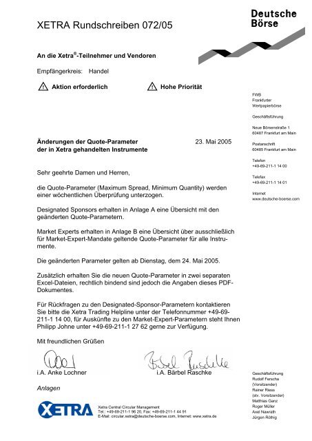 Aktion Erforderlich Xetra