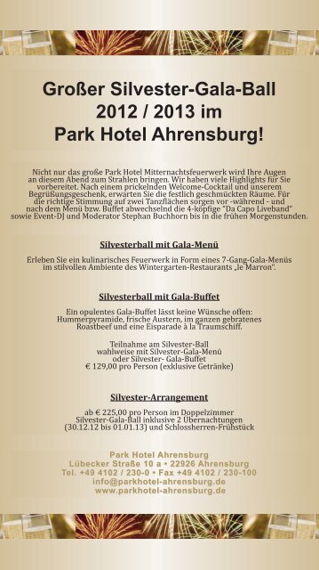 Großer Silvester-Gala-Ball 2012 / 2013 im Park Hotel ... - q-ltour