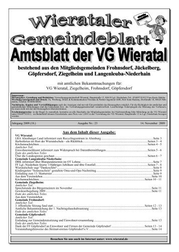 bestehend aus den Mitgliedsgemeinden Frohnsdorf ... - Wieratal