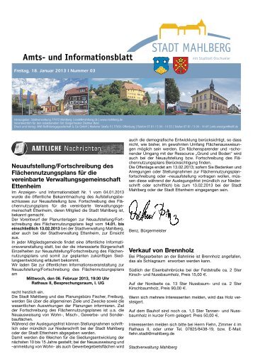 Mitteilungsblatt - Stadt Mahlberg