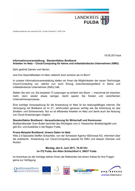 Einladung als pdf zum Download - Zeitsprung IT-Forum-Fulda e.V.