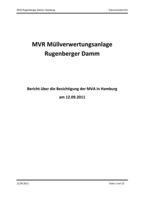MVR Müllverwertungsanlage Rugenberger Damm