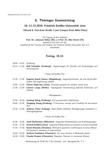 Programm - Friedrich-Schiller-Universität Jena