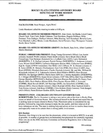 ROCKY FLATS CITIZENS ADVISORY BOARD MINUTES OF WORK ...