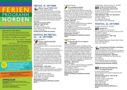 Ferienprogramm Herbst 2012 - Kunstschule Norden eV