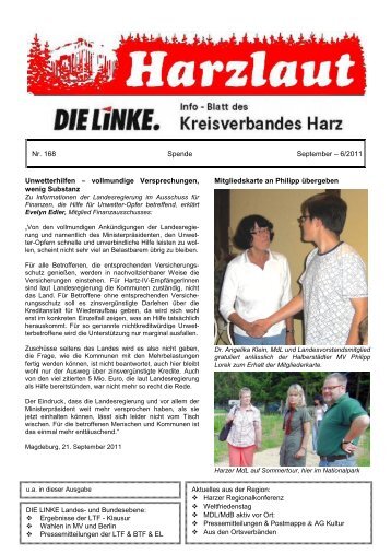 Nr. 168 Spende September – 6/2011 ... - DIE LINKE. Harz