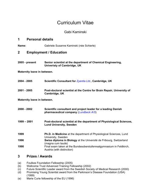 Curriculum Vitae - University of Cambridge