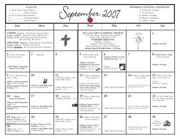 SEPT 07 CAL - Mt. Calvary Lutheran Church