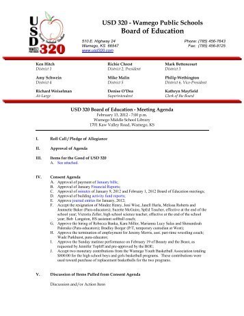 Wamego Public Schools Board Of Education - USD 320