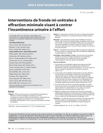 Interventions de fronde mi-urétrales à effraction minimale visant à ...