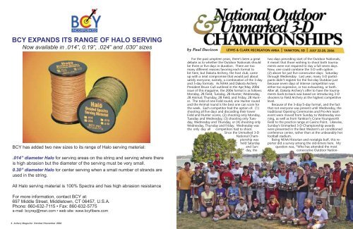 bcy expands its range of halo serving - National Field Archery ...
