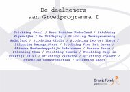 De deelnemers aan Groeiprogramma I - Oranje Fonds