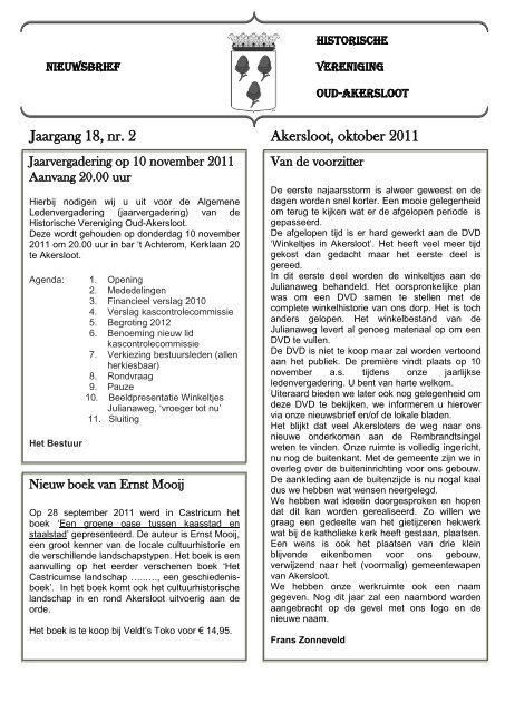 Nieuwsbrief oktober 2011 - Oud Akersloot