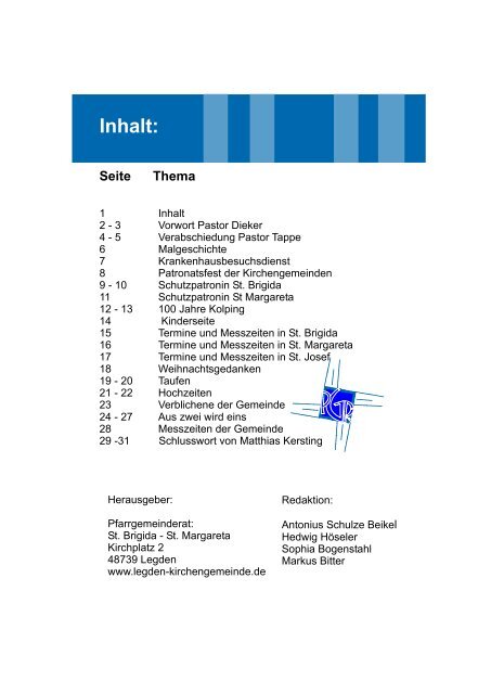 Pfarrbrief - Advent 2011 - St. Brigida