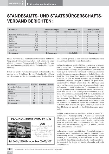 Amtsnachrichten, Berichte und Informationen der ... - Schwanenstadt