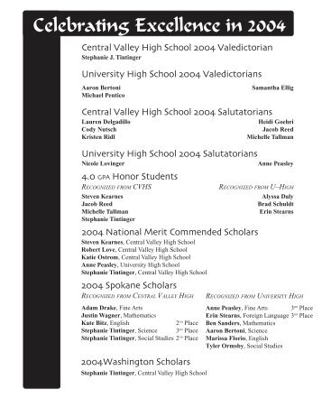 Final Excellence Topper 2004 - Central Valley School District