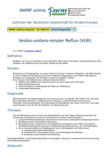 AWMF online - Leitlinie Kinderchirurgie: Vesiko-uretero-renaler ...