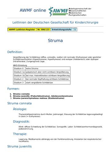 AWMF online - Leitlinie Kinderchirurgie: Struma
