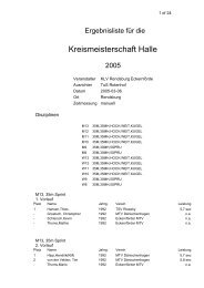 Ergebnisse der Kreishallenmeisterschaften des Kreises Rendsburg ...