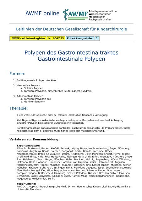 AWMF online - Leitlinie Kinderchirurgie: Polypen des ...