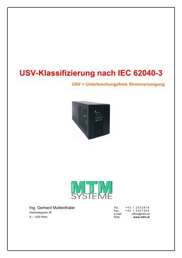 USV-Klassifizierung nach IEC 62040-3 (pdf) - MTM