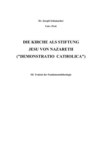 demonstratio catholica traktat iii - von Prof. Dr. Joseph Schumacher