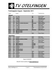 Trainingsplan August - September 2011 - TV Otelfingen