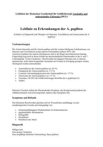 Leitlinie zu Erkrankungen der A. poplitea - Deutsche Gesellschaft für ...