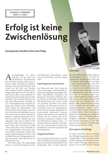 Malerblatt 10/2011: Erfolg ist keine Zwischenlösung - CATS-Soft