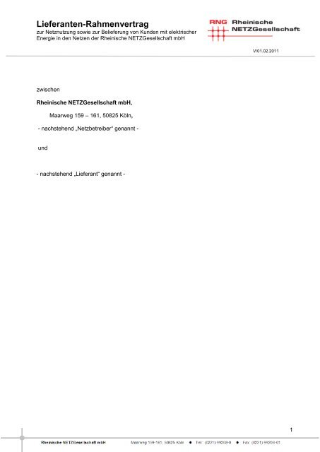 Lieferanten-Rahmenvertrag - RNG