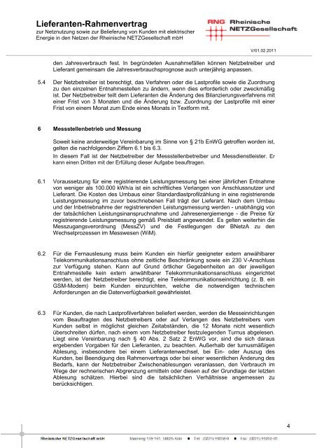 Lieferanten-Rahmenvertrag - RNG