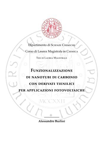 Funzionalizzazione di nanotubi di carbonio con derivati tienilici per ...