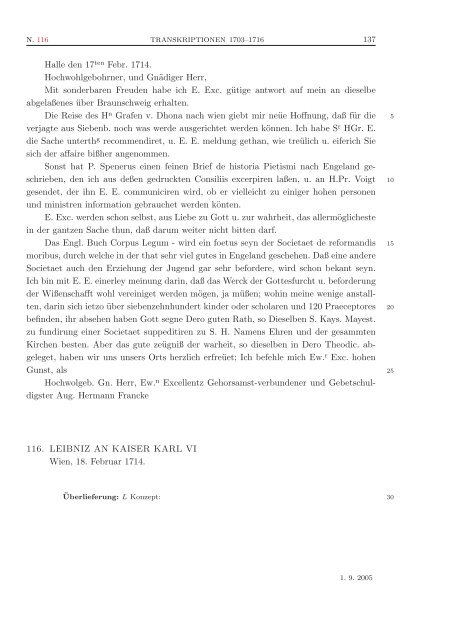 Leibniz, Akademie-Ausgabe, 1704--1716