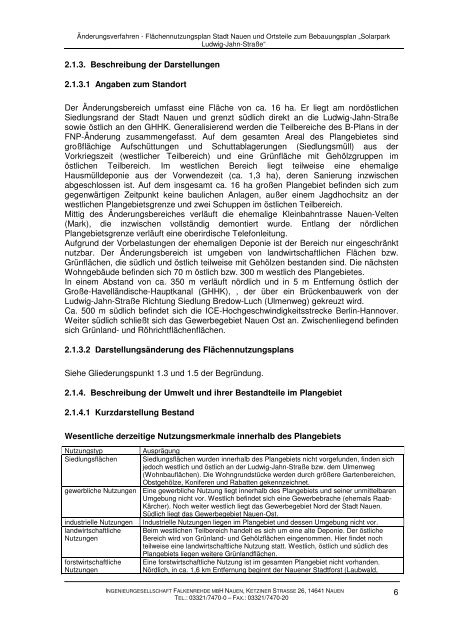 Flächennutzungsplan Stadt Nauen und Ortsteile