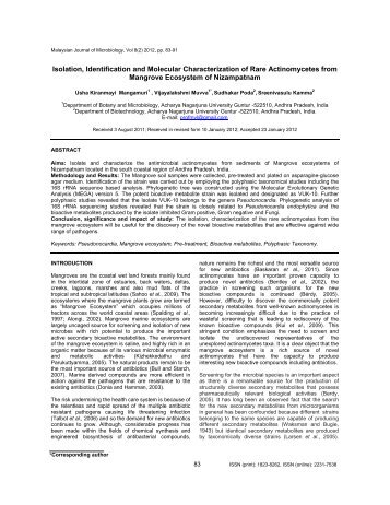 Isolation, Identification and Molecular Characterization of Rare - USM