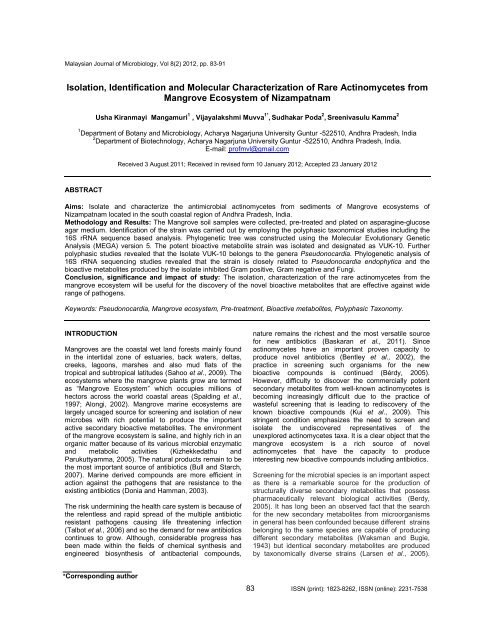 Isolation Identification And Molecular Characterization Of Rare USM
