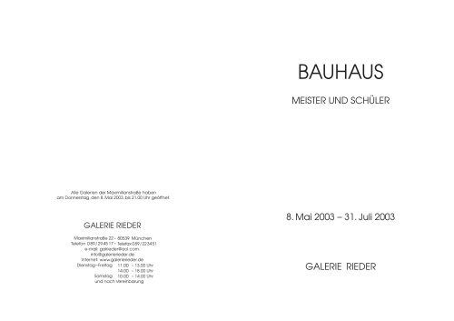 BAUHAUS - Galerie Rieder