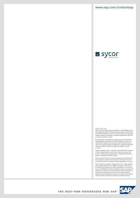 see reference report (PDF 3,7 MB) - Sycor GmbH
