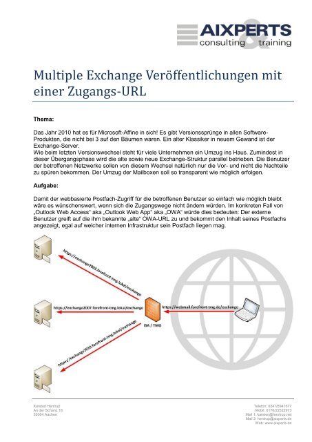 Multiple Exchange Vero ffentlichungen mit einer Zugangs ... - aixperts