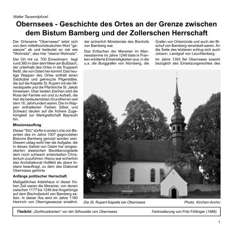 Obernsees - Geschichte des Ortes an der Grenze ... - Mistelgau
