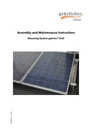 Assembly and Maintenance Instructions - Gehrlicher Solar