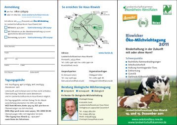 Öko-Milchviehtagung Riswicker - Ökolandbau NRW