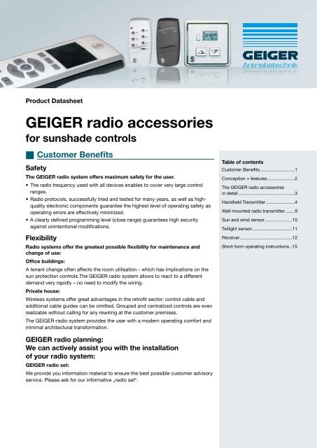 GEIGER radio accessories - Geiger Antriebstechnik