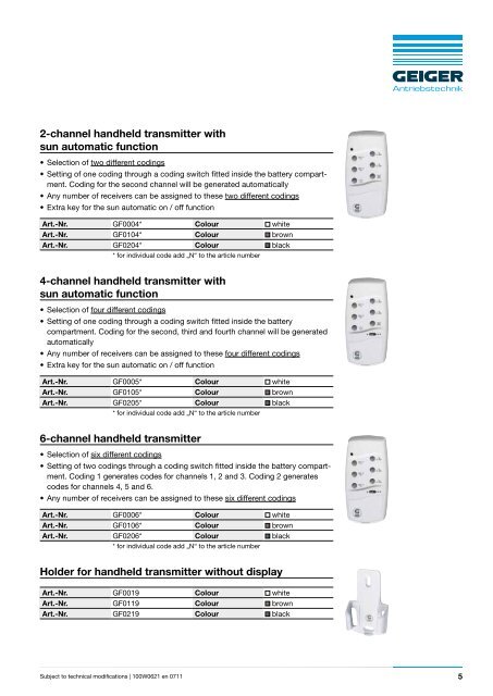 GEIGER radio accessories - Geiger Antriebstechnik