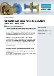 GEIGER bevel gears for rolling shutters - Geiger Antriebstechnik