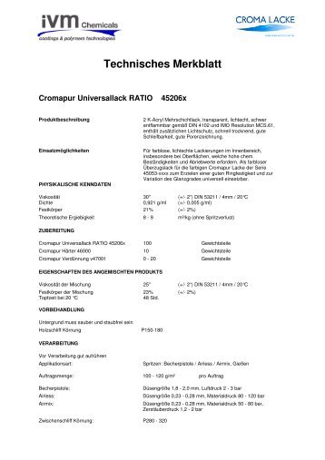 Cromapur Universallack RATIO 45206x - Heinz Geiger GmbH