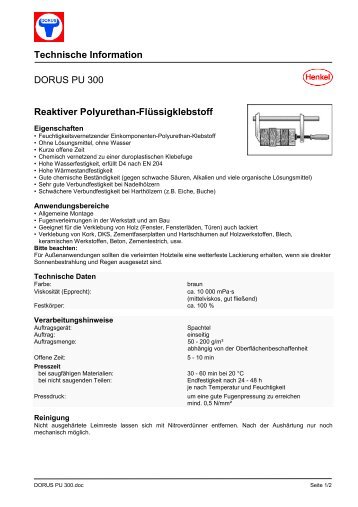 Technische Information DORUS PU 300 Reaktiver Polyurethan ...