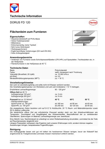 Technische Information DORUS FD 120 Flächenleim ... - Dorus-Leime