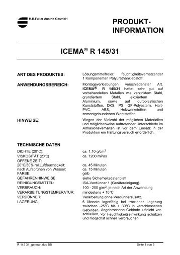 PRODUKT- INFORMATION ICEMA R 145/31